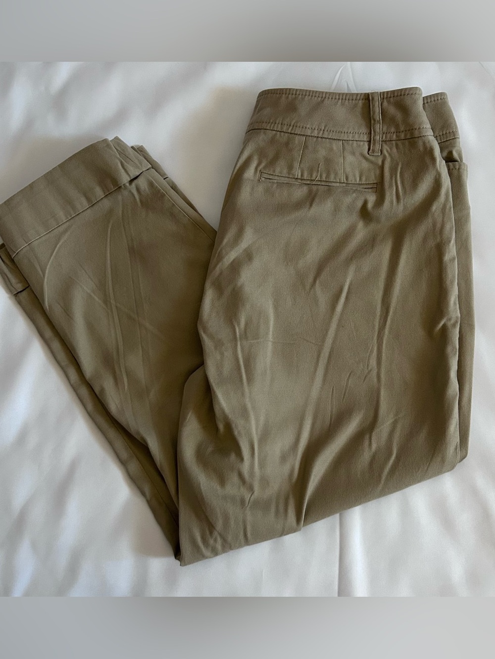 Ann Taylor LOFT Julie Khaki Tan Cropped Chino Pants Size 8